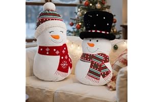 Lanpn Christmas Snowman Throw Pillows Set of 2, Christmas Decoration Winter White Throw Pillow Soft Fleece Cute Cushion for Sofa Couch Living Room Bedroom Xmas Decor (01 Snowman & Snowman)
