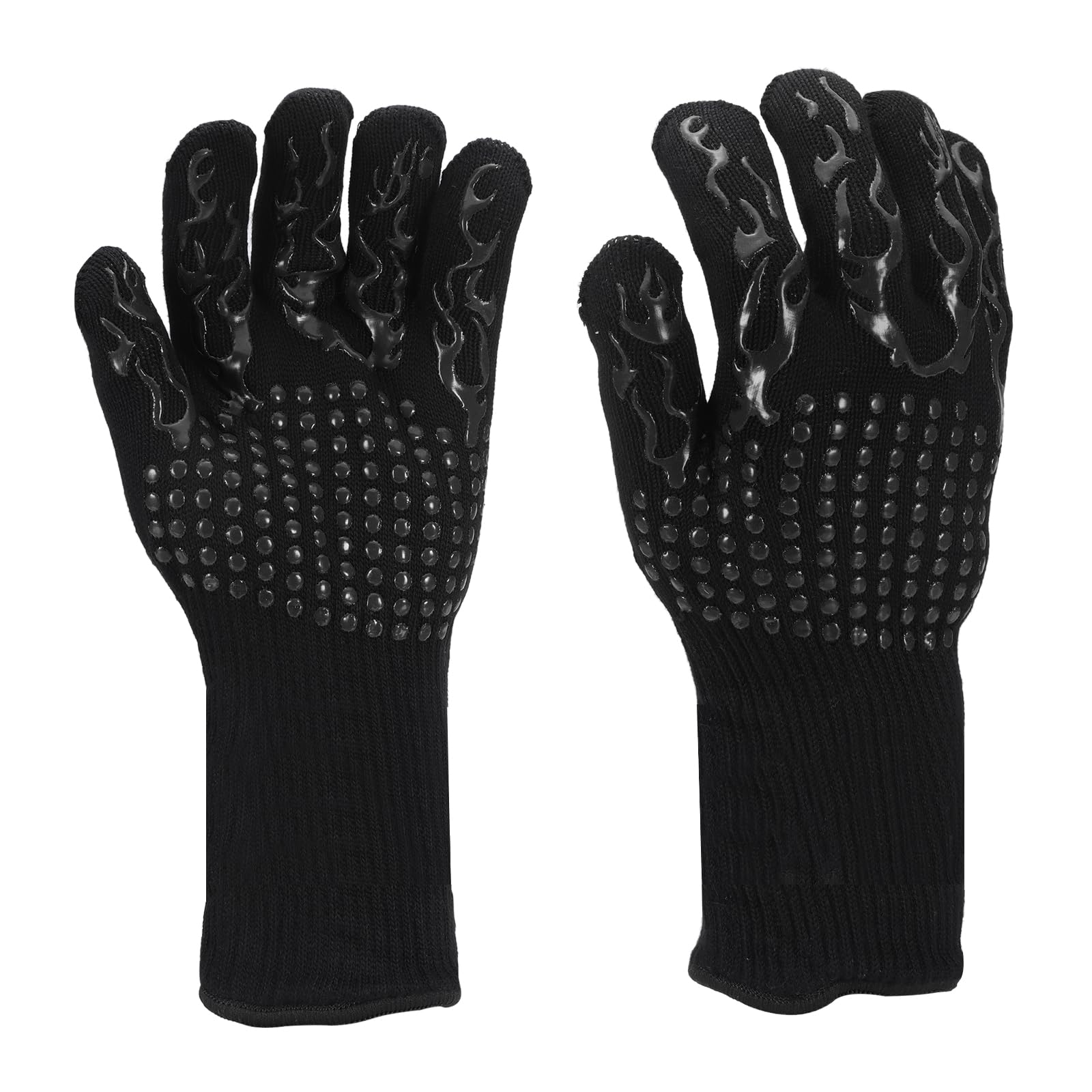 PATIKIL BBQ Gloves, 2 Pack 1472℉ Heat Resistant Oven Gloves Silicone Non-Slip Kitchen Oven Mitts for Smoker, Barbecue, Baking, Cooking, Grilling, Large, Black