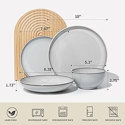 Pokini 16 Piece Double Bowl Dinnerware Sets with