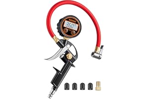 AstroAI T1 Digital Tire Pressure Gauge with Inflator, 3-250 PSI Air Chuck with Pressure Gauge, Heavy Duty with Quick Connect Coupler, Calibrated to ANSI B40.7 Grade 2A