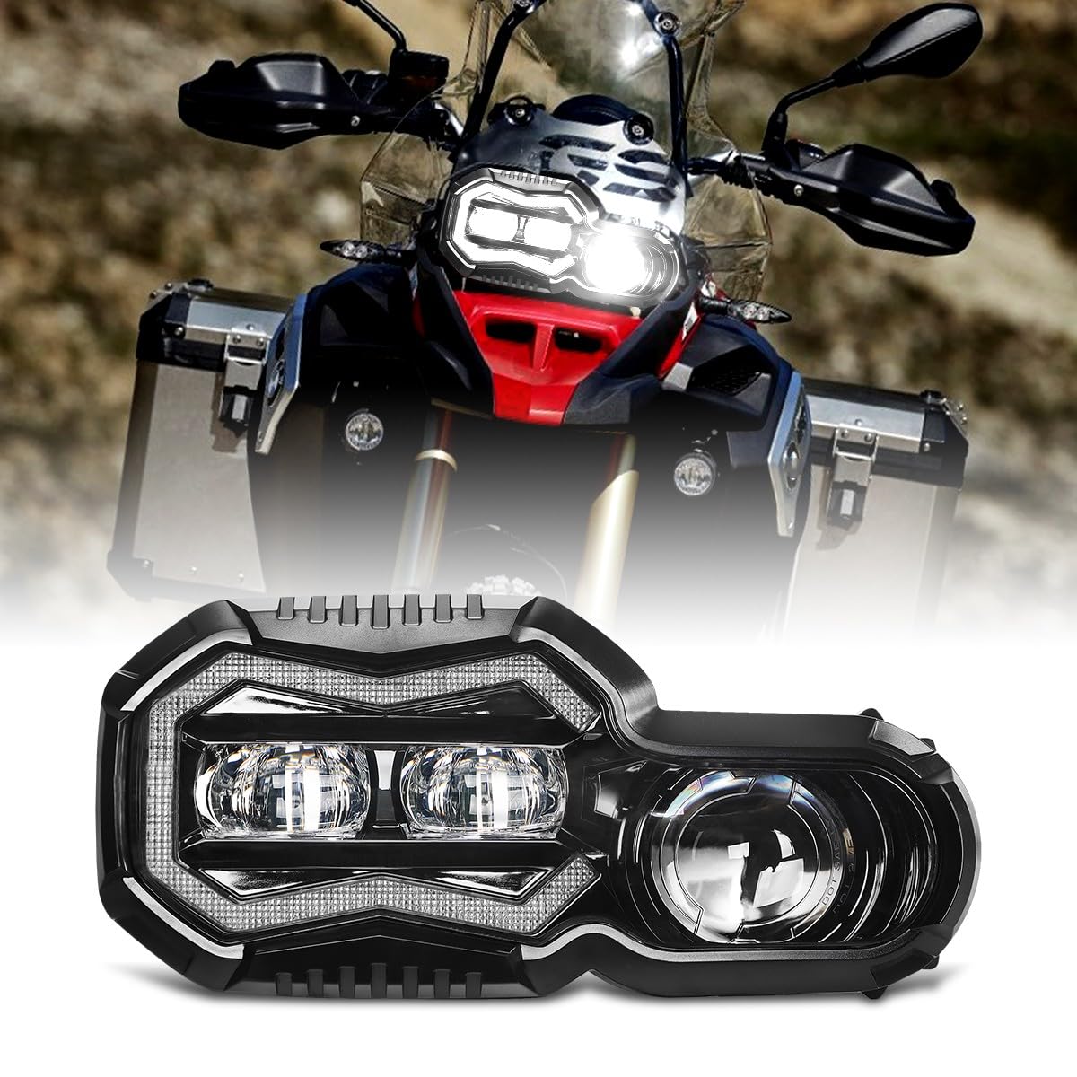 Photo 1 of M MIBAHE LED Headlight High Low Beam with DRL LED Headlight Assembly Compatible with BMW F800GS F800GS Adventure F700GS F650GS