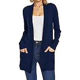 Spicy Sandia Women's Knit Cardigan Open Front Long Sleeve Sweater with Pockets Lightweight Fall Trendy Dressy Casual
