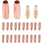 Mig Welding Gun Kit 0.023" Tip Nozzle Diffusers for Lincoln Magnum Tweco | 20pcs Contact Tips 11-23 0.023" + 2pcs Gas Nozzles 21-50 1/2" + 2pcs Gas Diffuser 35-50