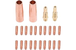 DRELD Mig Welding Gun Kit 0.023" Tip-Nozzle-Diffuser Replacement for Lincoln Magnum 100L Tweco Mini/#1: 20pcs Contact Tips 11-23 0.023" + 2pcs Gas Nozzles 21-50 1/2" + 2pcs Gas Diffuser 35-50 (Pack of 24)