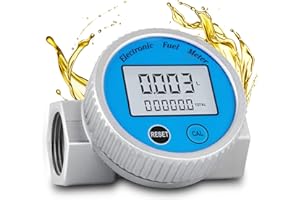 Epidioxi Turbine Flow Meter Waterproof Digital Fuel Flowmeter 2.37-26.41GPM for Water Diesel Fuel Methanol Kerosene Oil (1"NPT)