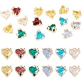 Sparkeads 15 Pcs Cubic Zirconia Heart Charms Sweetheart Crystal Dangle Charm Micro Pave CZ Glass Pendants for Jewelry Making Bracelet DIY Women Necklace Earring Choker Accessory
