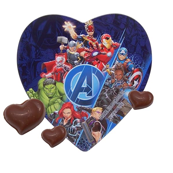 AVENGERS COLLECTIBLE TIN, INDIVIDUALLY WRAPPED CARAMEL FILLED CHOCOLATE...