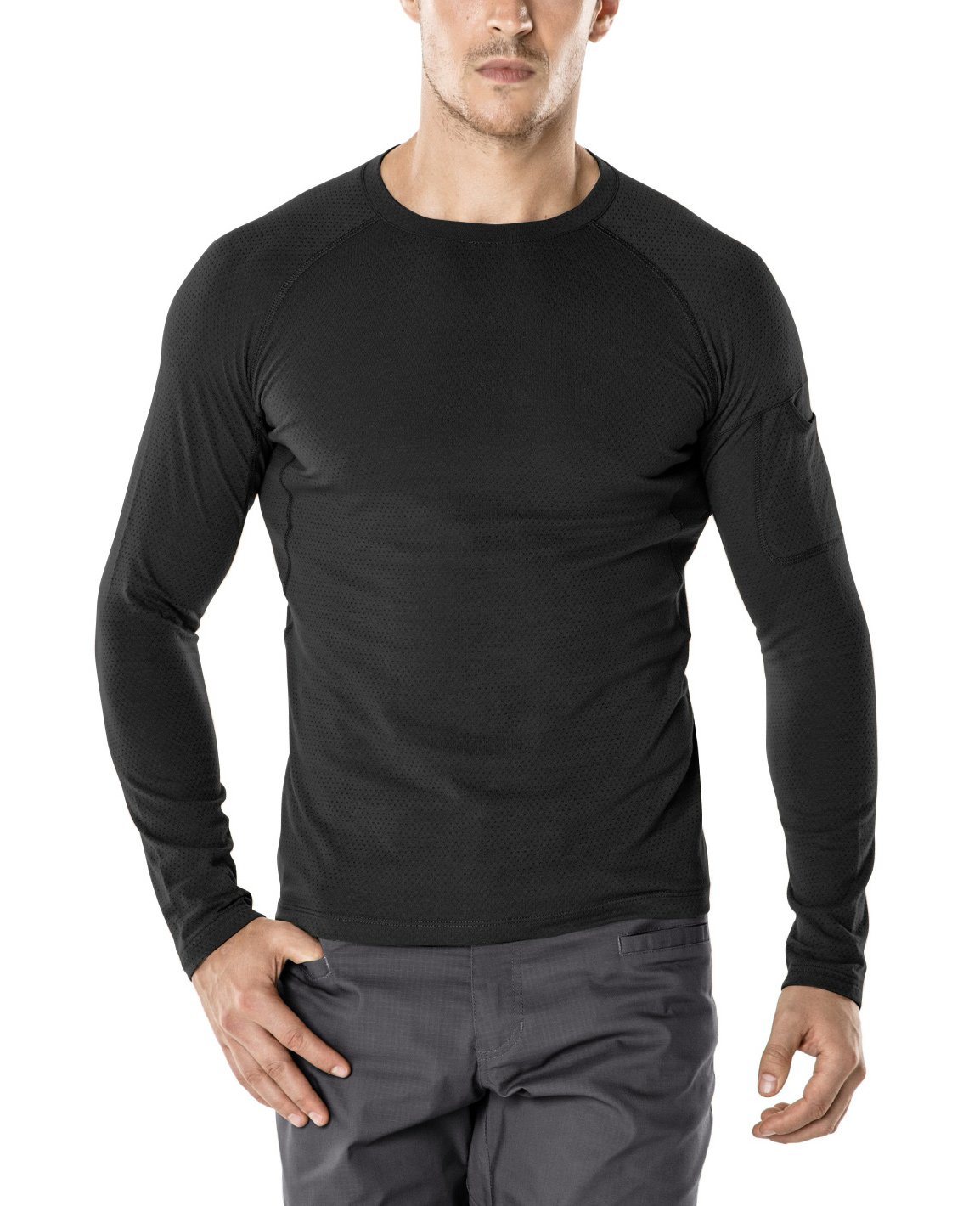 CQR Men's Mesh Long-Sleeve Tee Tactical Performance Quick-Dry Tech Top T-Shirt, Tacti Dri Black, XX-Large Image