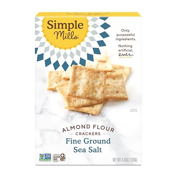 SIMPLE MILLS ALMOND FLOUR CRACKERS, FINE GROUND SEA SALT, 4.25 OZ