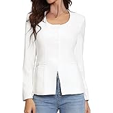 Allegra K Blazers for Women Button Down Scoop Neck Split Hem Business Casual Work Fitted Blazer Jackets
