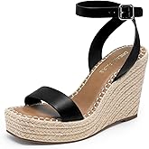 DREAM PAIRS Women's Open Toe Platform Sandals Adjustable Buckle Ankle Strap Comfortable Summer Espadrille Wooden Heeled Wedge Fashion Dressy Shoes