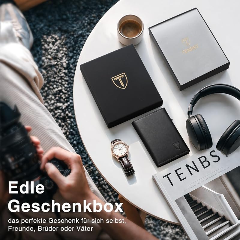 Hochwertige Geldbörse Herren, Slim Wallet mit Münzfach & RFID
