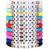 LXSSLY 12Pcs Friendship Bracelets Set for Women Heishi Surfer Colorful Butterfly Clay Beaded Bracelets Boho Layering Elastic Stretch Bracelets for Women