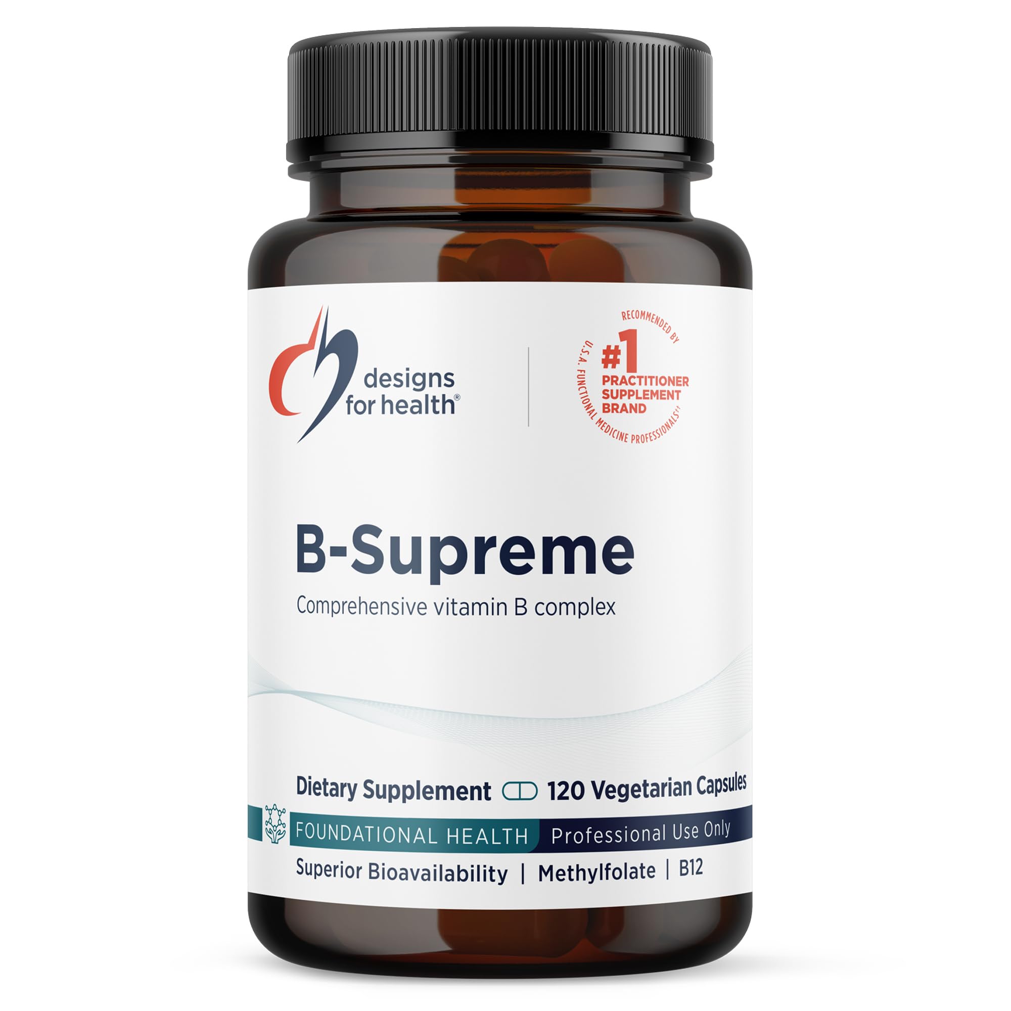 Designs for Health Methylated Vitamin B Complex - Vitamin B Supplements with B12 Vitamins, B1, B3, Niacin, B6, Folate & Biotin - Methylated Multivitamin for Metabolic + Heart Health (120 Capsules)