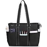 Damero Teacher Tote Bag with Padded Laptop Sleeve, Teacher Work Bag Utility Bag for Office, Travel or Business, Black