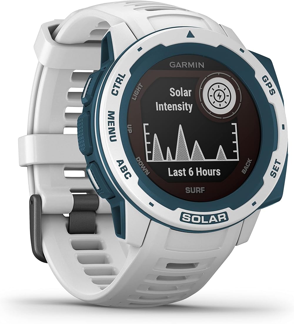 Garmin Instinct Solar Surf Edition Rugged GPS Smartwatch Tide Data Cloudbreak