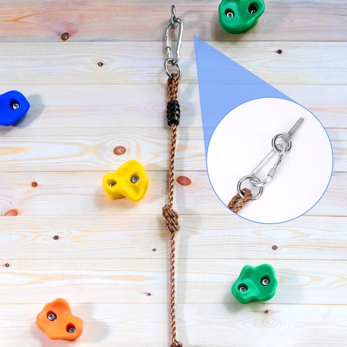 SEKKVY 25 Rock Climbing Holds Set with 9.8Ft Knotted Climbing Rope, Kids Climbing Rocks for Indoor Outdoor Play Set, Rock Wall Grips Kit with 2 Inch Mounting Hardware: Toys & Games