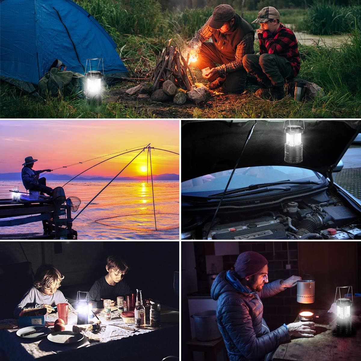 Lepro Portable LED Camping Lantern Outdoor 30 LEDs Flashlights IPX4 Water Resistant Lamp Battery Powered Light for Camping, Hiking, Survival kits for Emergency, Power Failure, Hurricane(4 Packs) - - 