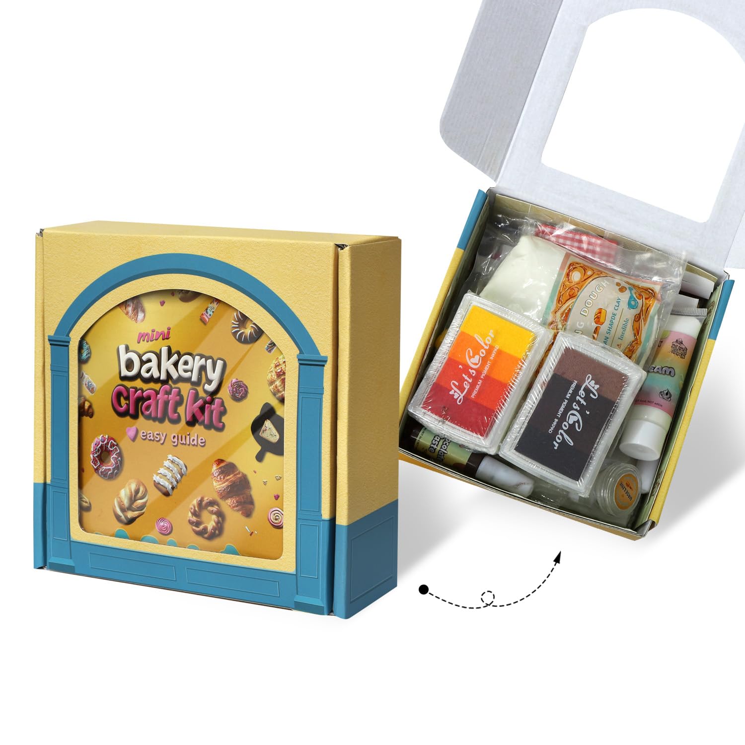 iLAND Cute Crafts for Teens Women Adults of DIY Air Dry Clay Art Mini Food, Modeling Clay Kit for Fun Date Night Craft Set Realistic 1/12 Scale Accessories for Dollhouse Kitchen Creative Crafting Gift