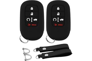 Koaudb Silicone Key Fob Cover Compatible with 2025 2024 2023 2022 Honda 5 Buttons Civic Accord Pilot CR-V HR-V Smart Car Rubber Key Shell Case Protector with Keychain 2 Pack (Hod-5R-BB)