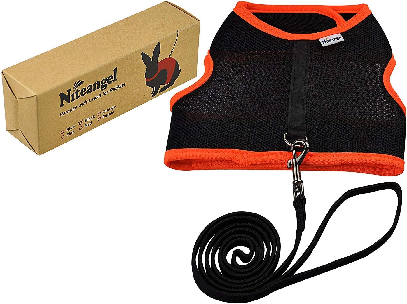 niteangel adjustable soft harness with elastic leash for rabbits