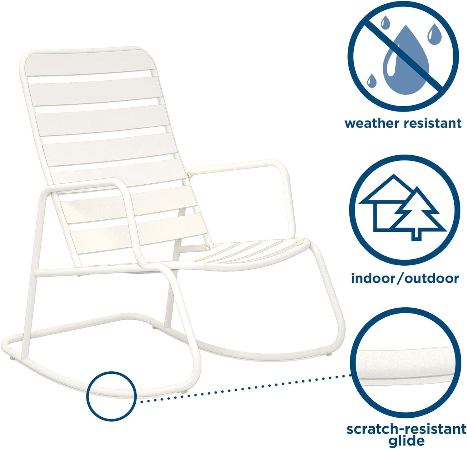 Novogratz 88065WHT1E Poolside Roberta Outdoor Rocking Chair, White: Garden & Outdoor