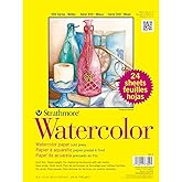 Strathmore 300 Series Watercolor Paper Pad, 9x12 inches, 24 Sheets (140lb/300g) - Artist Paper for Adults and Students - Watercolors, Mixed Media, Markers and Art Journaling