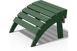 PLUUV Folding Adirondack Ottoman Footrest, HDPE Plastic Outdoor Footstool Without Assembly, All Weather Ottoman for Adirondack Chair, Wide Use in Poolside, Patio, Lawn, Garden, Backyard Deck, Fire Pit
