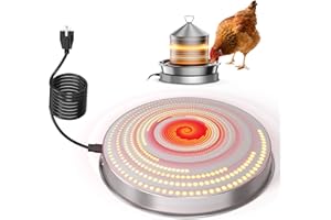 ZIMOMOTA Chicken Water Heater for Winter, 110W Heated Poultry Waterer Base with Thermostat, 11 Inch Poultry Winter Deicer Heated Base with 9.8ft Power Cord (Silver)