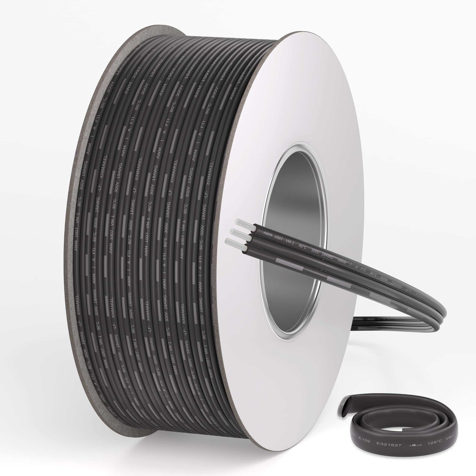 Photo 1 of ALITOVE 98.4ft 18AWG Electric Wire 3 Pin 18 Gauge Black Stranded Tinned Copper Cord 18/3 LED Extension Cable for WS2811 Pixel Lights RGB IC 5050 WS2812B LED Strip 5~24V DC Electrical Wiring