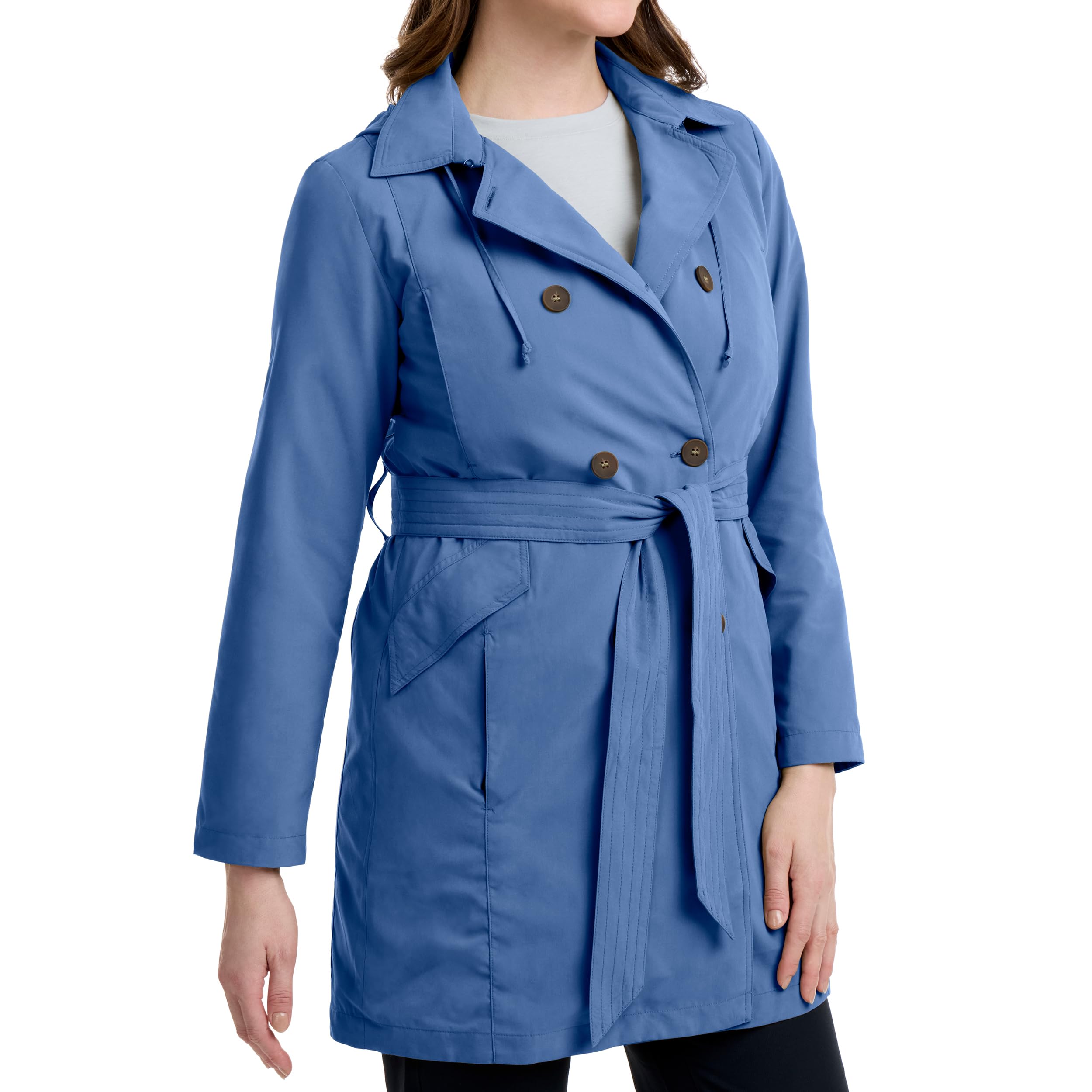 Photo 1 of SCOTTeVEST Tabitha Trench Coat for Women - 21 Hidden Pockets - Soft Shell Water Repellent Jacket for Travel & More (True Blue, X-Large)