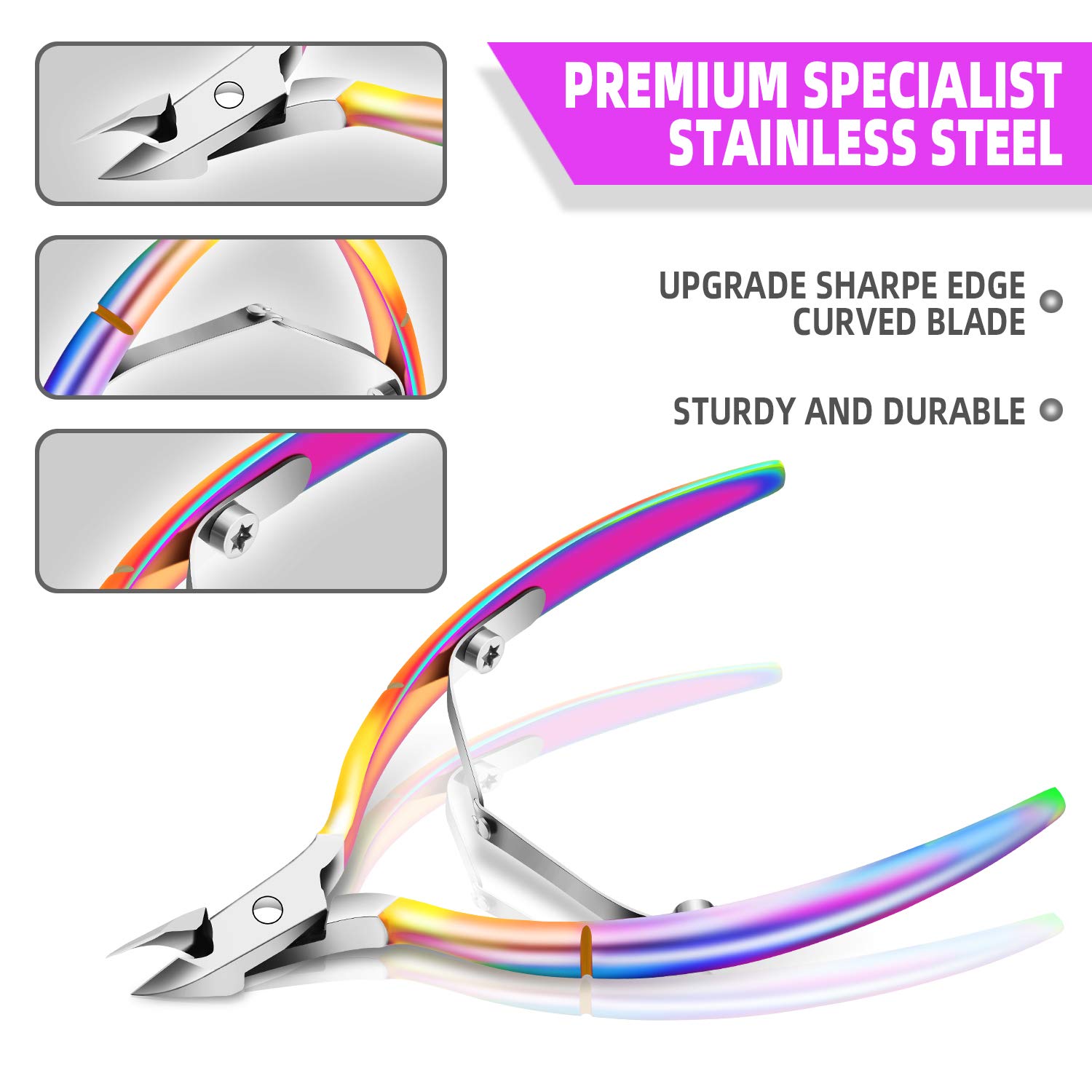 XIPOO Cuticle Trimmer with Cuticle Pusher, Salon Level Cuticle Remover Cuticle Nippers, Professional Stainless Steel Cuticle Cutter, Perfect Pedicure Manicure Tools for Nails: Beauty