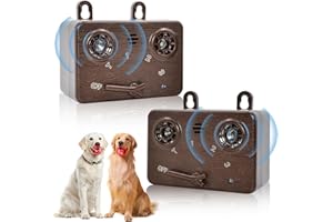 FETUIO Anti Barking Device for Dogs, 2 Pack Dog Barking ControlDevices with 3 Modes, 50 FT Ultrasonic Dog BarkDeterrent Device Bark Box, Effective Stop Barking Devicesfor Indoor & Outdoor Brown
