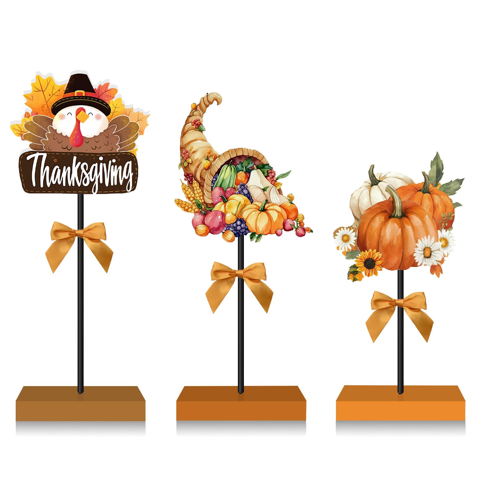 Photo 1 of 3PCS Thanksgiving Tabletop Décor Standing, Wooden Pumpkin Tabletop Sign Décor for Centerpiece, Standing Block Table Sign, Vegetables for Harvest Fall Table Top Decoration for Home Kitchen Party