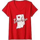 Womens Red For Ed Indiana Teacher Tee Shirts, RedForEd V-Neck T-Shirt