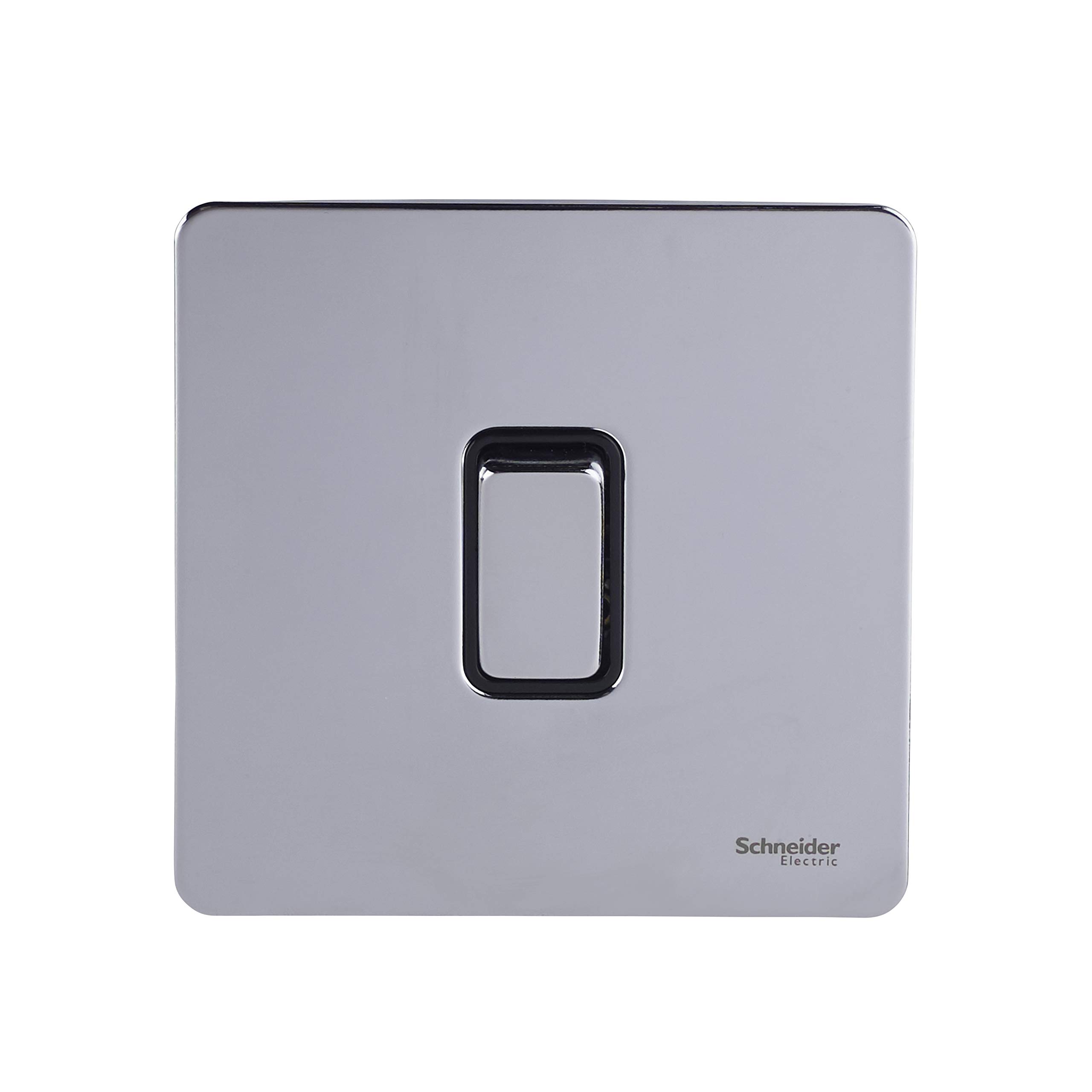 Schneider Electric Ultimate Screwless Flat Plate - Single Light Switch Double Pole, 20AX, GU2410BPC, Polished Chrome with Black Insert