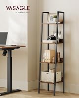 VASAGLE 4-Tier Ladder Shelf Industrial Rustic Brown Black LLS108B01 view 2