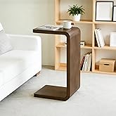 Lefedrasticity C Shaped End Table for Couch,Wooden C Table for Sofa,Walnut | Narrow Sofa Side Table for Laptop Couch Side Tables That Slide Under Couch End Table