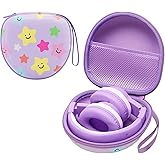 Kids Headphones Case Compatible with iClever HS19 / BTH12 / Candy Bila/MIDOLA MD-B01 / noot Products/EarFun/IMYB Foldable Kid Headphone(Purple Star) - Case Only