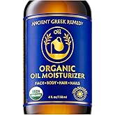 Ancient Greek Remedy Body Oil - Organic After Shower Face Oil &amp; Body Moisturizer for Dry Skin - Almond, Jojoba, Olive, Lavender, Vitamin E Oils - Natural Clean Facial Skincare for Women &amp; Men 4 oz