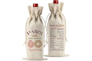 FBCCZEY Funny 60th Birthday Gifts for Women Men 60 Year Old Birthday Gifts for Women Wine Bag Happy Anniversary 60th Birthday Party Supplies Decorations Wine Bags for Grandma Grandpa Teacher
