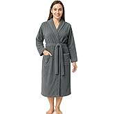 RIVERSIDE 100% Cotton Terry Bathrobe for Women & Men - Soft Towel Robe with Shawl Collar Adjustable Belt & Pockets