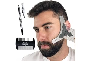 GROW ALPHA BEARD Beard Shaper & Beard Shaping Tool for Men, Beard Lineup Guide Template, Perfect for Styling and Edging, Includes Dual Action Beard Comb & Barber Pencil Liner
