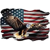 American Eagle Flag Vinyl Stickers – Waterproof Removable Car Decal 2-Pack, Patriotic Distressed Flag Design for Laptops, Windows, and Bumpers#B053