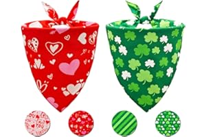 COZYHAUS Valentine's & St. Patrick's Day Dog Bandana Set 2PCS-Large, Holiday Party Costumes, Pet Scarves for Boys and Girls, Dog Outfit Gifts for Medium to Large Dogs, Diverse Festive Styles