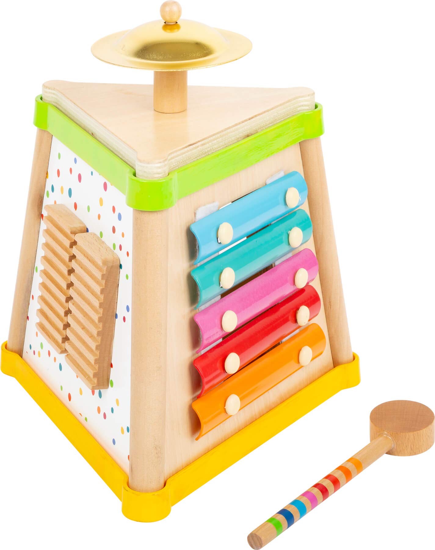 Small Foot 11507 Musical Triangle Sound, Made of Wood, a Brightly Coloured Multi-Instrument for Young Musicians