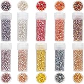 SUNNYCLUE 1 Box 100G 11/0 2mm Glass Seed Beads Two Cut Round Hole Glass Seed Bead Bulk Hexagon Silver Lined Tiny Spacers for Jewelry Making DIY Friendship Bracelets Necklace