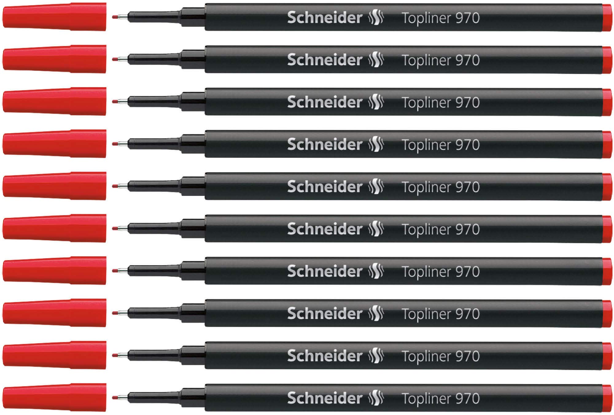 Schneider Topliner 970 Fineliner Pen Refill 0.4 mm for Topliner 911 Pack of 10 Red