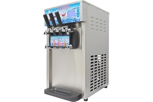 INTBUYING Ice Cream Machine Commercial 3 Flavor Soft Ice Cream Machine LED Display Ice Cream Maker Sorbet Frozen Yogurt Gelat