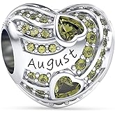 EHEG Birthstone Charms Love Heart Charm for Women Bracelets and Necklaces 925 Sterling Silver with 5A Cubic Zirconia,Birthday Jewelry Gifts Women